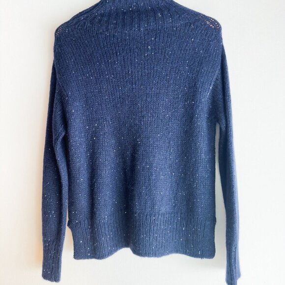 Tonet Navy Blue Sequin Detail Mock neck Pullover Sweater 44/S - Picture 7 of 9